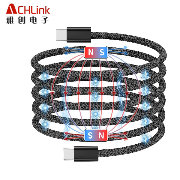 越南/国内工厂苹果安卓磁铁数据线充电线磁吸编织编网数据线1m 1.5m